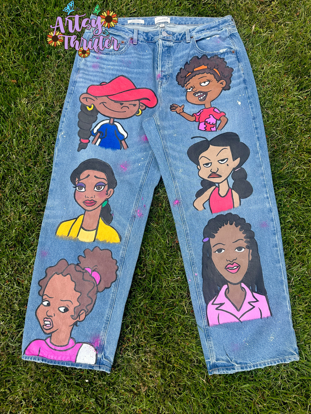 Brown female character jeans